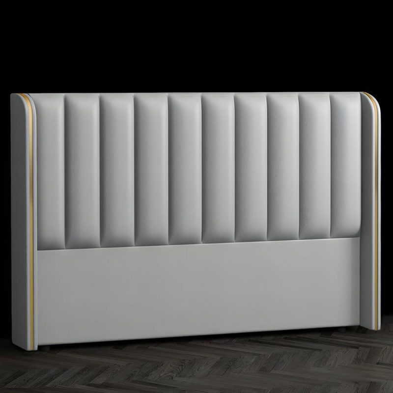 "Modern Leather and Solid Wood Bed Headboard Panel Freestanding - 59" Blue"