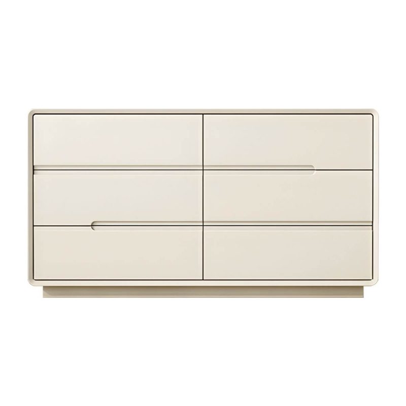 "Light Oak Modern Dresser with Solid Wood Construction and Soft-Close Drawers - Milk Tea Color 47"L x 16"W x 27.5"H"