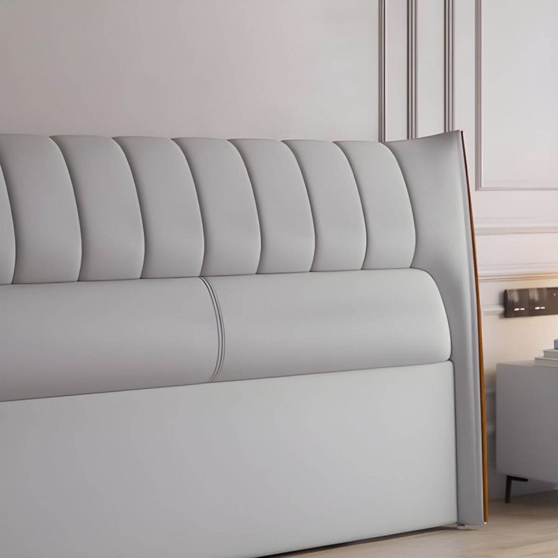 "Wingback PU Leather Upholstered Headboard with Wood Legs for American Women - 79" White"