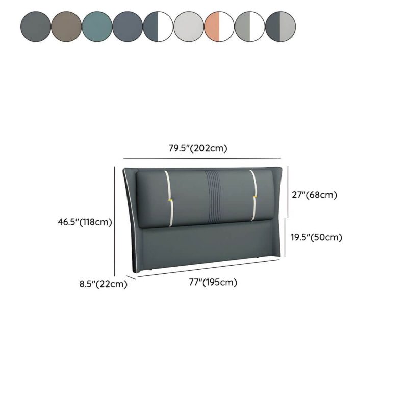 "Dimension of Luxury Upholstered Wingback Headboard with Modern Wood Legs and Standard height - Off-White 71""