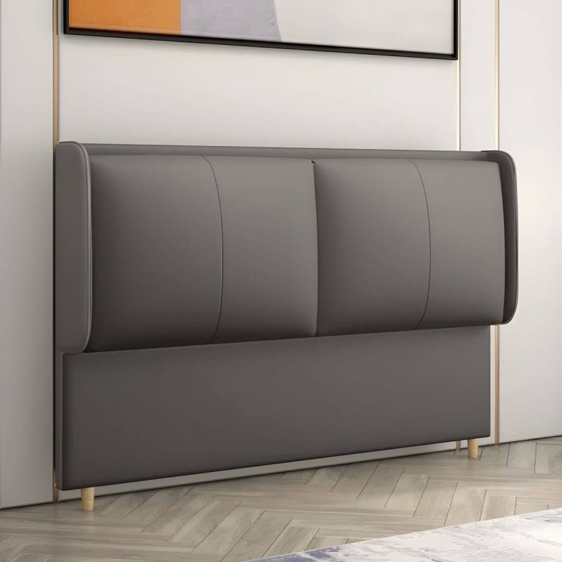 "Rectangular Panel Freestanding Faux Leather Fully Upholstered Headboard Bed - 47" Smoke Gray"
