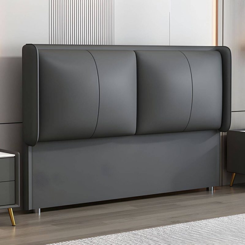 "Light Wood Modern Wingback Headboard with Upholstered Design and Solid Wood Frame - 79" Tech Cloth Dark Gray"
