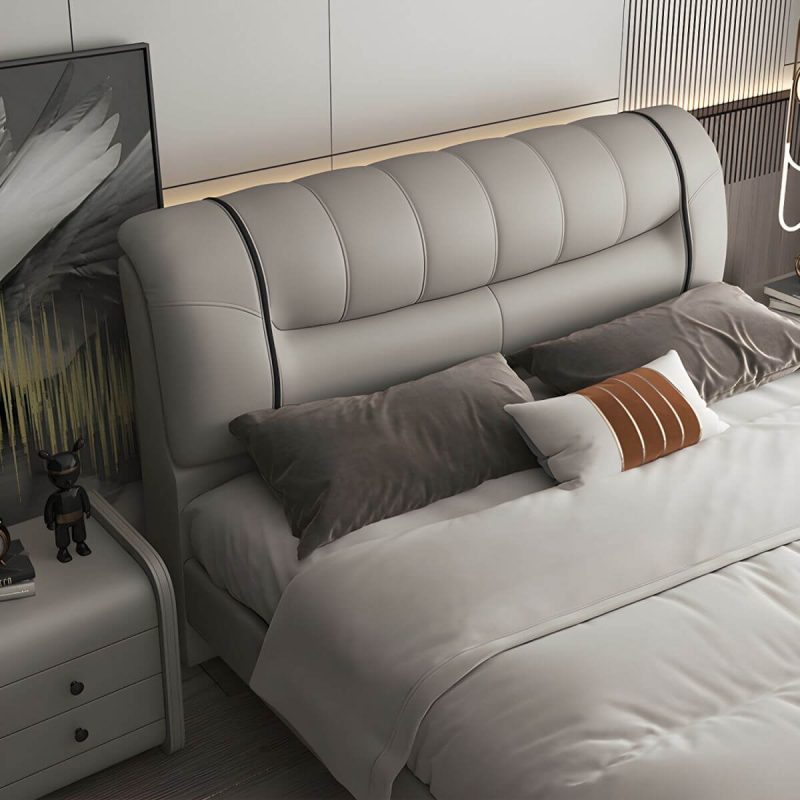 "Bed Frame Headboard Modern Leather Panel Rectangular Solid Wood - 71" Yellow"