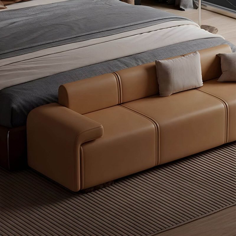 "Long Standard Height Armless Modern Bedroom Bench Upholstered in Solid Color - 59"L x 20"W x 24"H Grey"