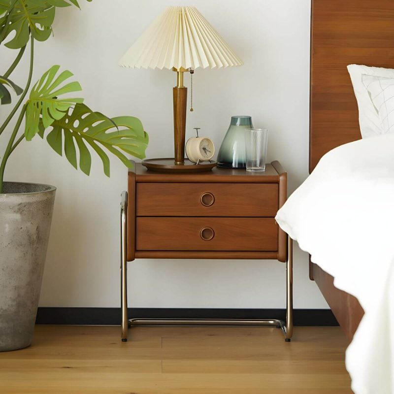 "Traditional Wooden Nightstand with 2 Drawers & Elegant Design - 1 Piece"
