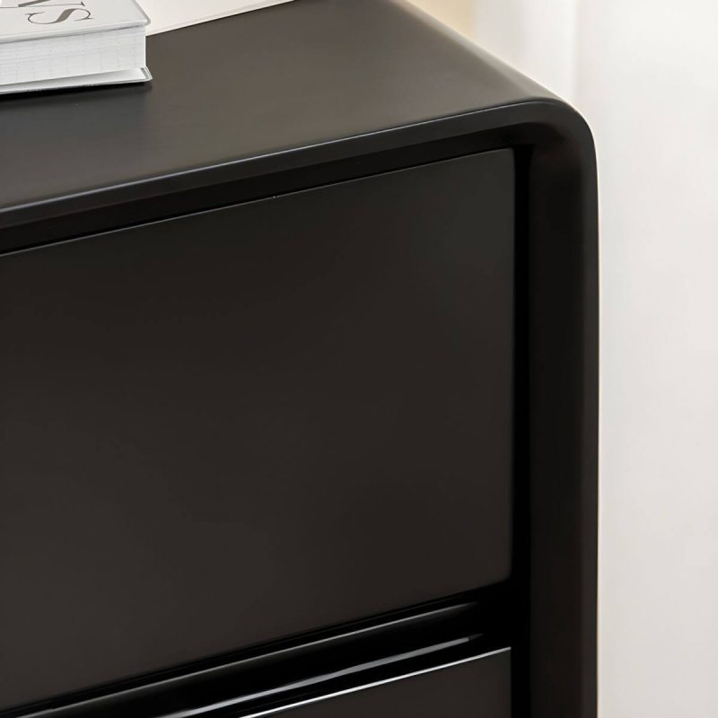 "Modern Black Wood Nightstand with Drawer Storage (2 Drawers) - Black 1 Piece"