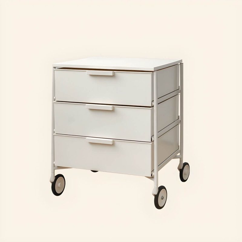 "Modern Iron Bachelor's Chest with 3 Drawers in Plastic/Acrylic Material - White 1 Piece"