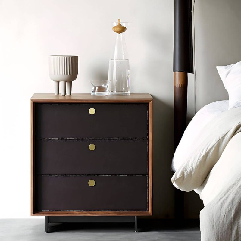 "Modern Walnut Wood Bachelor's Chest with 3 Drawers and Small Size - 1 Piece"