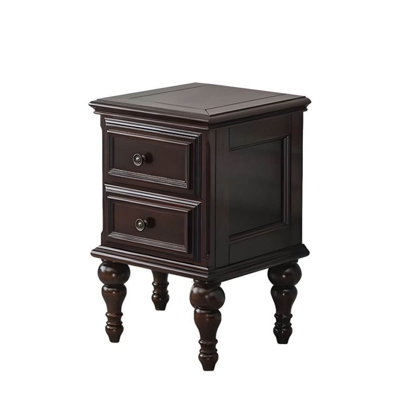 "Elegant Traditional Brown Wood Nightstand with Drawer Storage - 1 Piece 3"