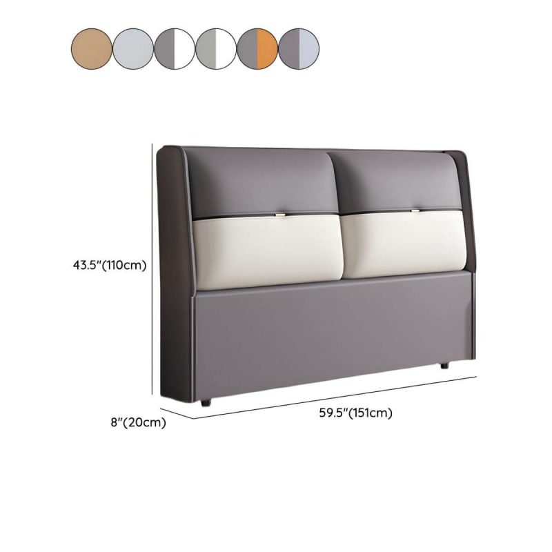 "Dimension of Modern Upholstered Wingback Headboard in Leather with Wood Legs for Stylish Comfort - Light Blue 59""