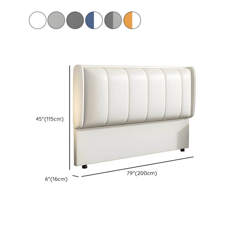 "Dimension of Modern Upholstered Pine Wingback Headboard with Leather Upholstery and Wood Legs - Dark Gray-White 79""