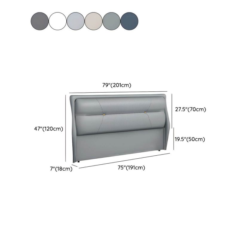 "Dimension of Modern Upholstered Rectangular Pine Headboard with Wood Legs - Blue 71""