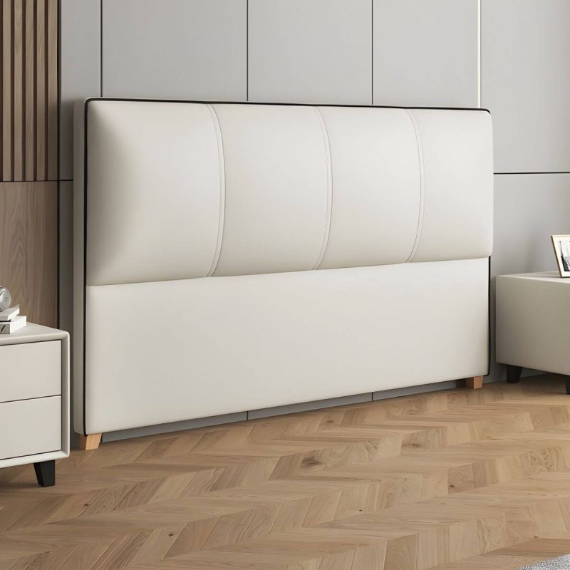 "Elegant Upholstered Panel Headboard with Wood Legs and Modern Style - 47" Grey"