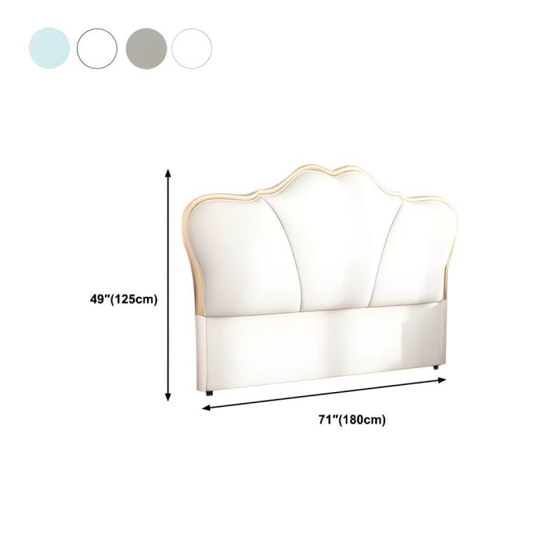 "Dimension of Camelback Solid Wood Bed Frame Headboard Modern Leather Panel - Grey 71" Curved"