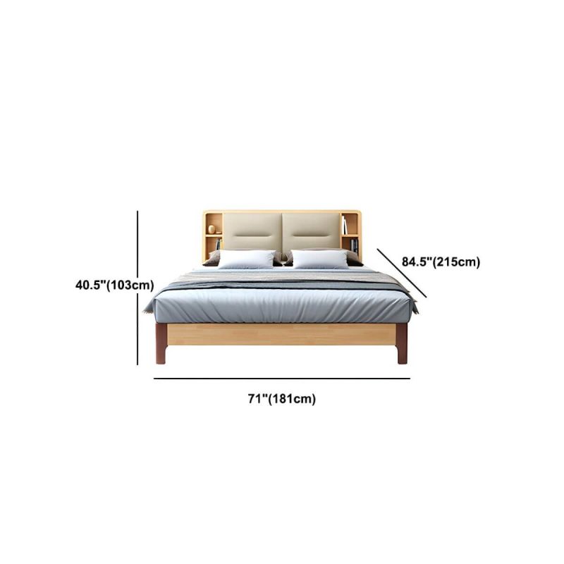 "Dimension of Scandinavian Solid Wood Storage with Rectangular Headboard Bed Frame - California King Single Bed"