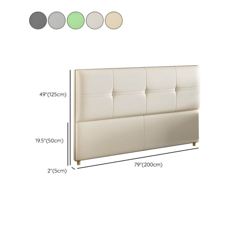 "Dimension of Rectangular Solid Wood Bed Frame Headboard Modern Leather Panel - 79" Microfiber Leather Off-White"