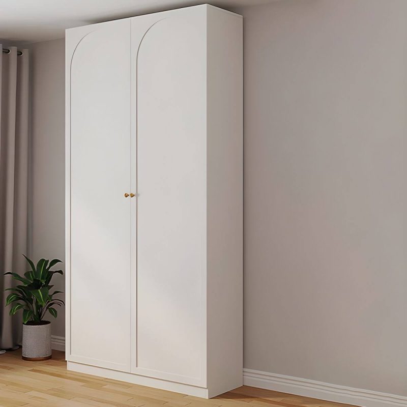 "Modern White Wood Floor-to-ceiling Wardrobe with Drawers and Clothing Rod - 31.5"L x 15.7"W x 94.5"H"
