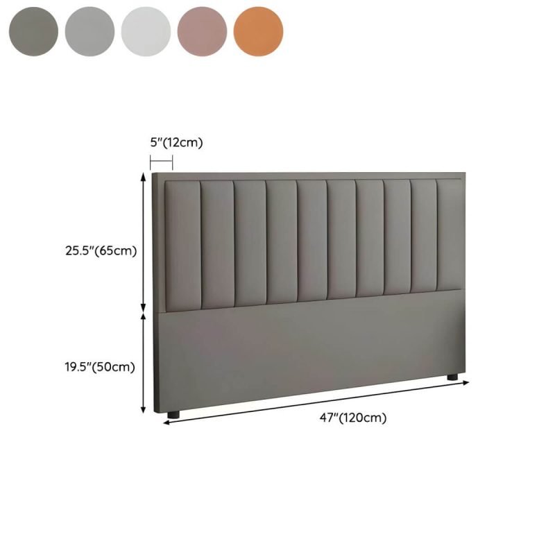 "Dimension of Modern Upholstered Pine Headboard with Leather Upholstery and Wood Legs - Standard Height - Dark Gray 47""