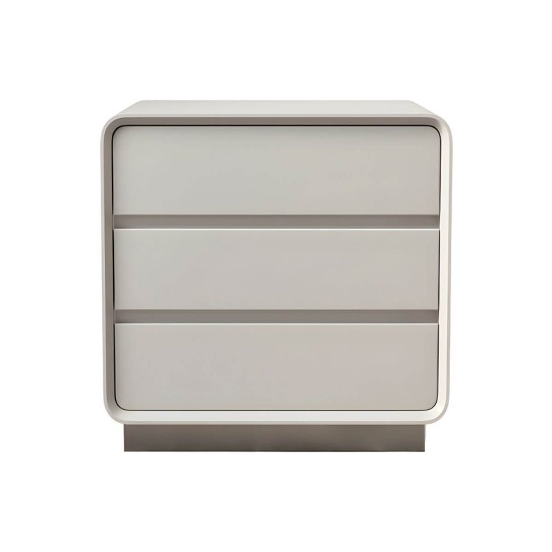 "Modern Solid Wood Nightstand 19.7" Tall 3 - Drawer Steel Nightstand - Grey 1-Piece Set"
