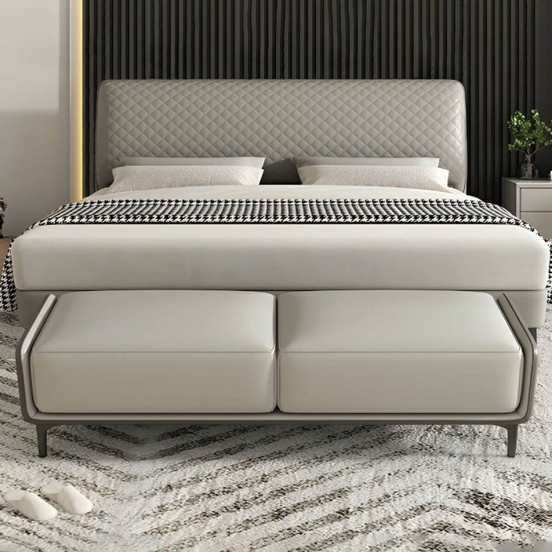 "Armless Backless Upholstered Bedroom Bench in Modern Wood Design Short - Orange 69"L x 20"W x 17"H"