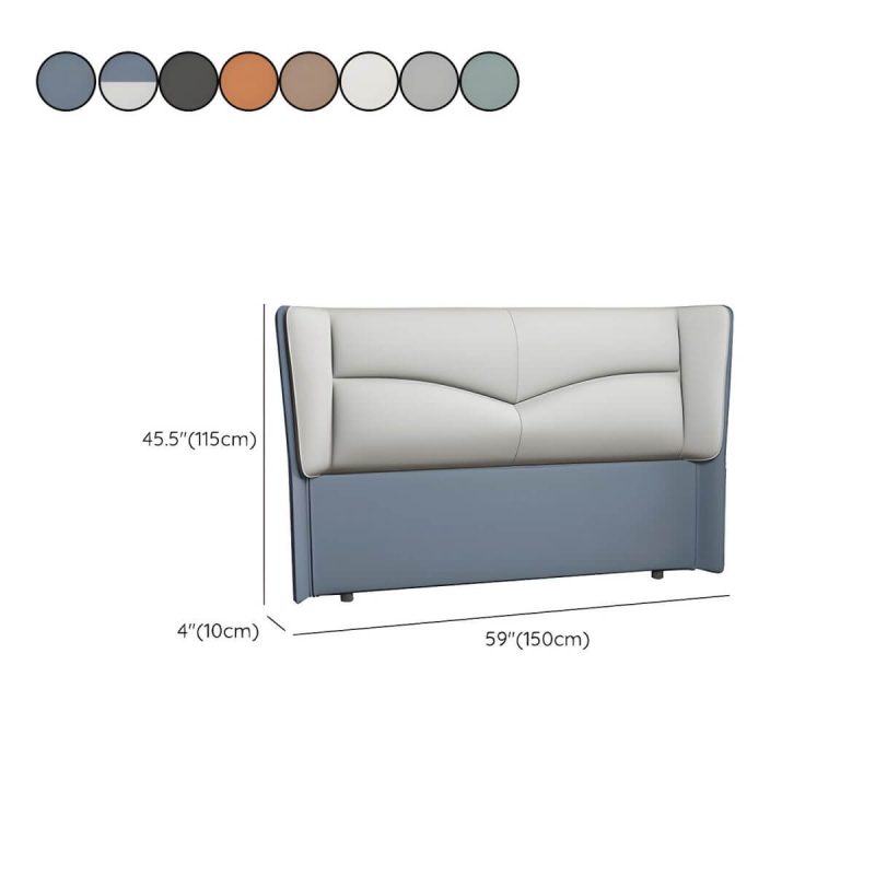 "Dimension of Modern Rectangular Wingback Headboard Bed with Leather Upholstery and Solid Wood Frame - White-Brown 59""