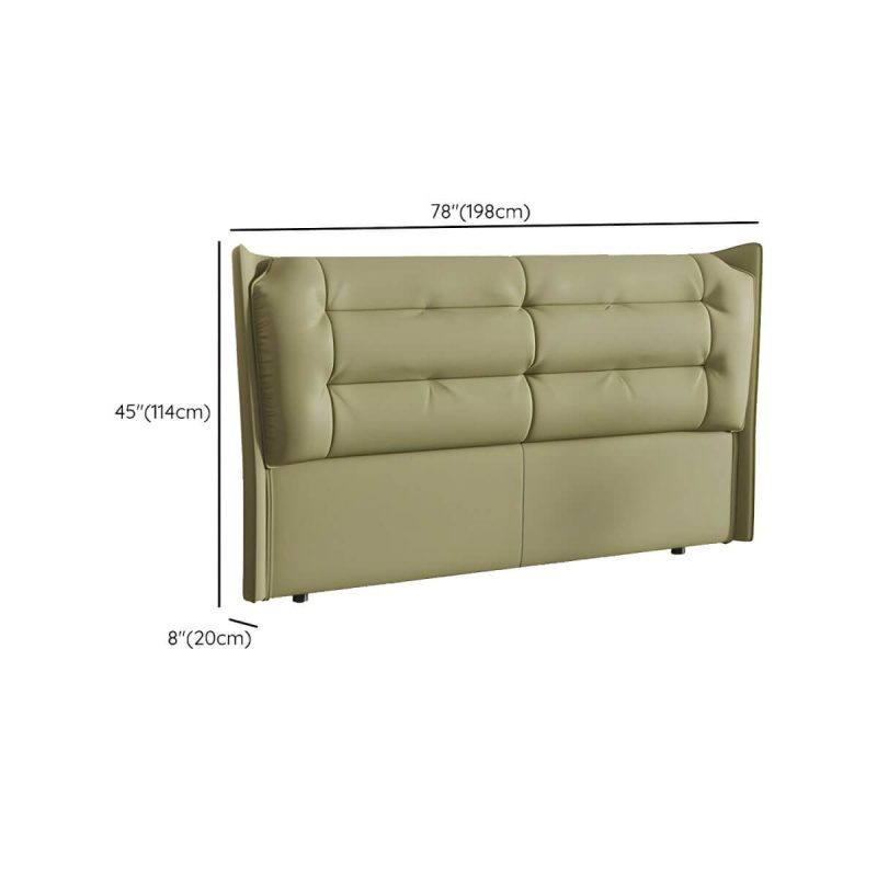 "Dimension of Green Upholstered Wingback Headboard with Tufted Design and Wood Legs - 71""