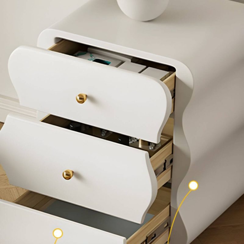 "Contemporary White Storage Cabinet Makeup Vanity with Three Drawers for Bedroom - Makeup Vanity"