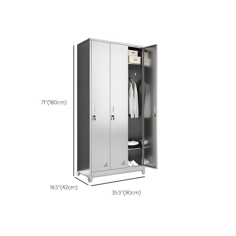 "Dimension of Stainless Steel Modern Storage Cabinet Chrome Metal Cabinet with Hinged Doors - 3"