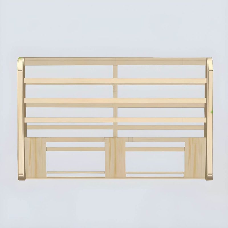 "Light Wood Upholstered Wingback Headboard with Pine Frame and Solid Wood Feature - 79" Tech Cloth Sapphire Blue/ Beige"