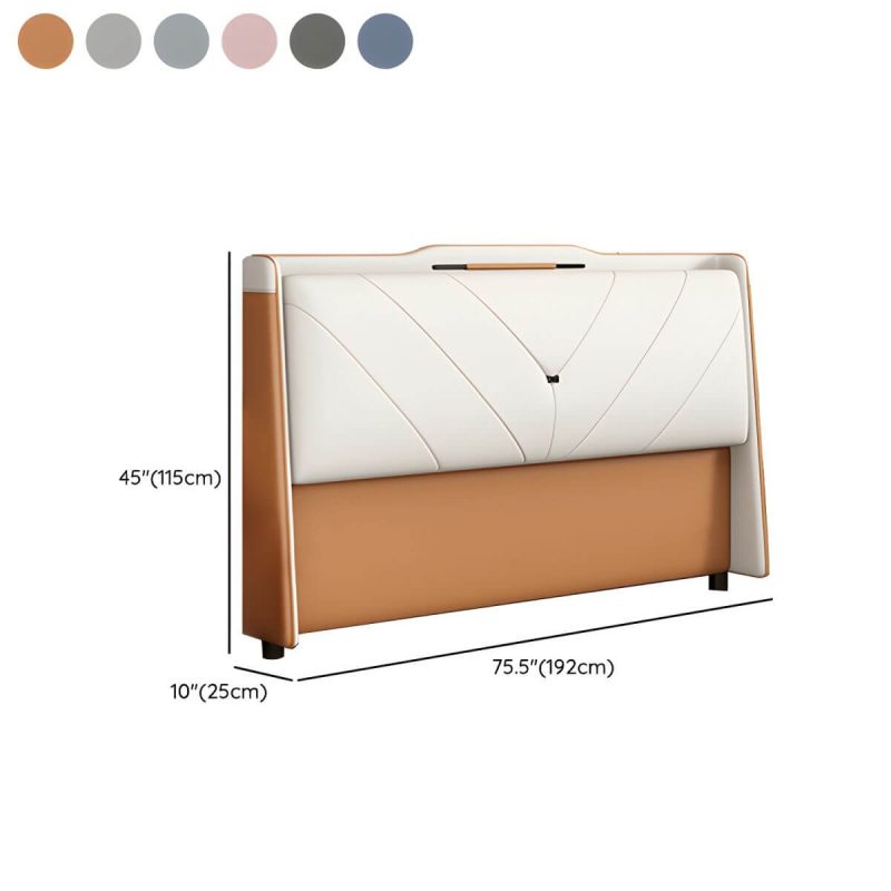 "Dimension of Modern Upholstered Pine Headboard with Stepped Design and Wood Legs - Tech Cloth 71" Light Blue"