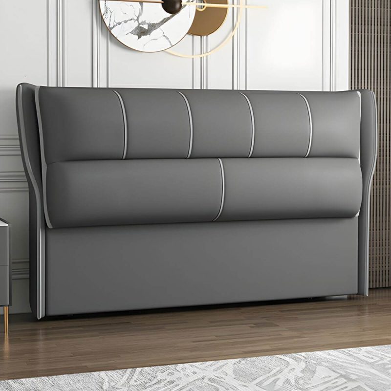 "Modern Upholstered Pine Headboard with Wood Legs - Standard Height - 79" Tech Cloth Grey"