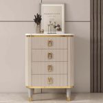 "19" Off White Cabinet 4-Drawer Basso-Relievo Chest in Medium"