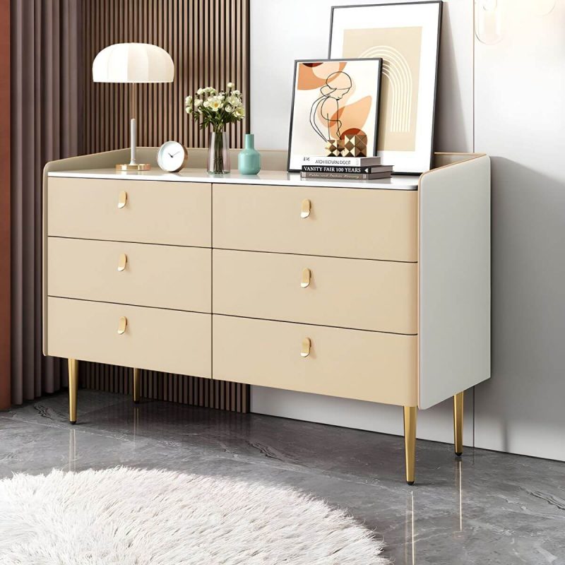 "modern White Slate Countertop Storage Chest Galant Style with Drawers - Champagne 47"L x 16"W x 31"H"