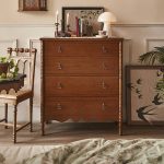 "4 Drawers Classicist Amber Wood Ash Wood Vertical Bachelor Chest"
