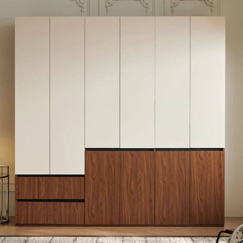 "Multi-Color Casual Wood Wardrobe Closet with Soft Close Drawer, Soft Close Door, Interior Shelves, and Hanging Rod, 51"L x 24"W x 94"H"