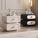 "Peony Colored Bedside Cabinet Nightstand with Lumber Countertop in Postmodern Style, 20"L x 16"W x 20"H"