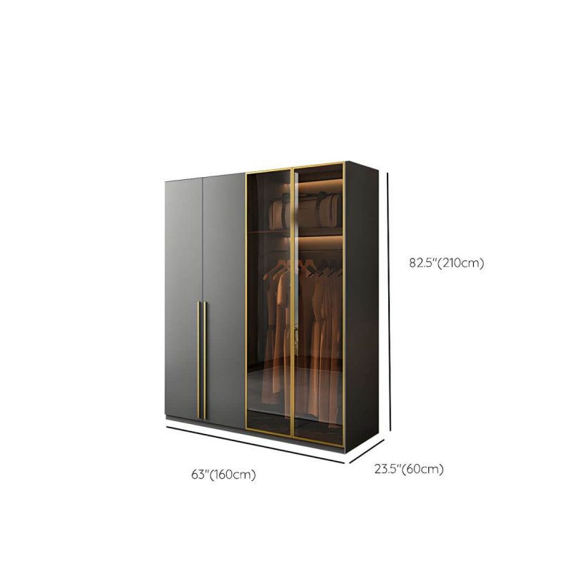 "Dimension of Modern Glass Wardrobe Wardrobe Armoire Wardrobe Cabinet for Home - Armoire 63"L x 24"W x 83"H"