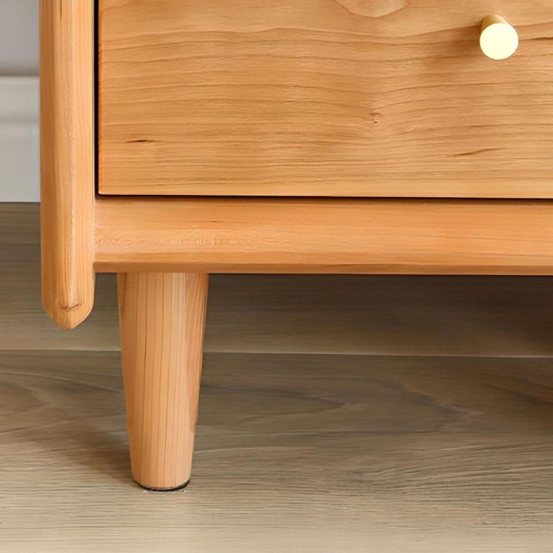 "Solid Wood Nightstands Natural Wood Color with Drawers and Open Shelf - 12"L x 16"W x 22"H"