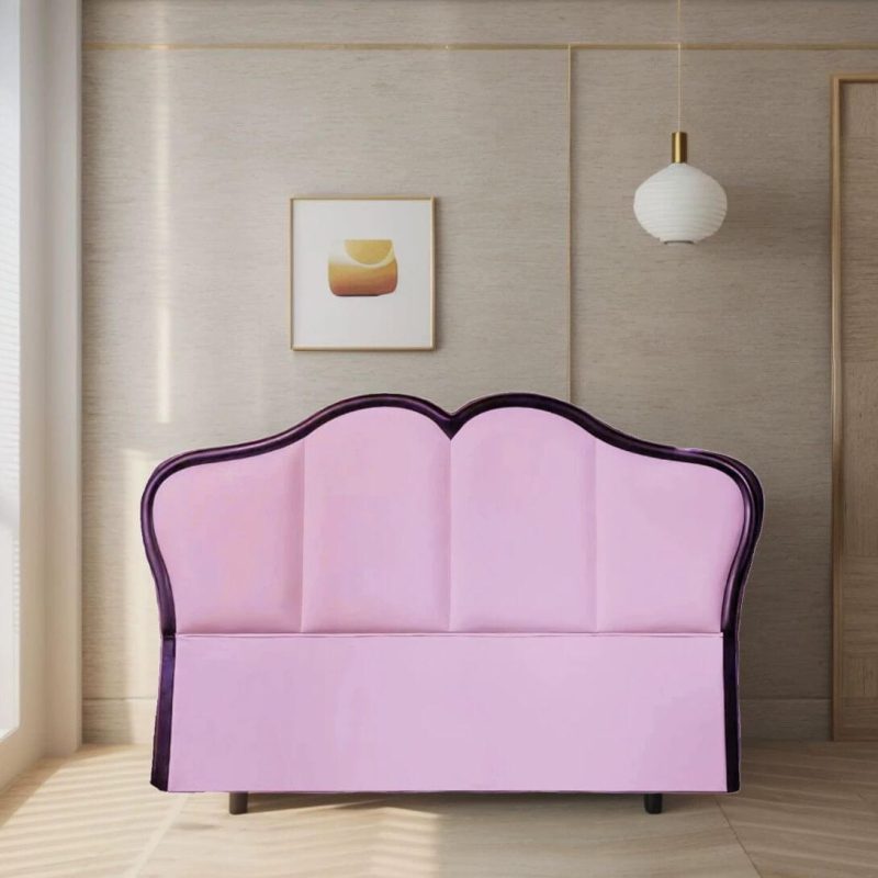 "Modern Upholstered Wood Camelback Panel Headboard 49 Inches (Standard Height) - Pink/ Black 47""