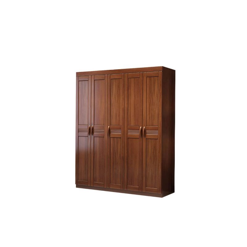 "Brown Walnut Solid Wood Wardrobe Traditional Freestanding Wardrobe Armoire - Armoire 66.9"L x 22.8"W x 80.7"H"