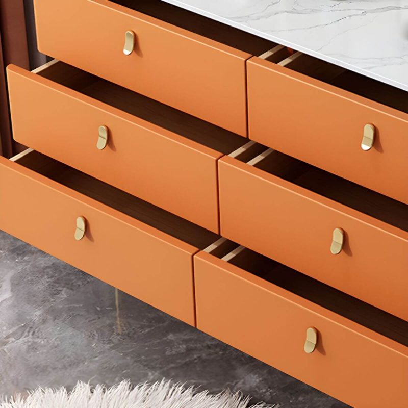 "modern White Slate Countertop Storage Chest Galant Style with Drawers - Champagne 47"L x 16"W x 38"H"