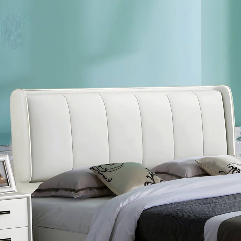 "Contemporary Wingback Upholstered Headboard with Wood Legs and Standard Height - 59" Tech Cloth Orange/ White"