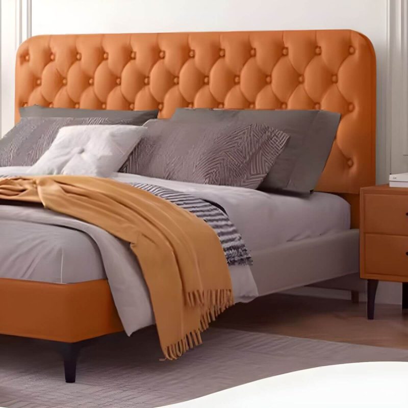 "Elegant Tufted Modern Upholstered Panel Headboard with Black Legs - Dark Gray 79""