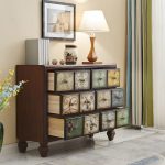 "American Retro Storage Chest Solid Wood Storage Chest Dresser for Bedroom - Blue 24"L x 16.5"W x 47"H"