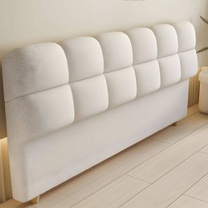 "Elegant Tufted Upholstered Wood Panel Headboard with Rectangular Shape and Wood Legs - Milk Cocoa 79""