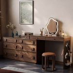 "Ash Wood Cocoa Makeup Vanity with Sliding, 2-in-1, and Scalable Features, Makeup Vanity (39") & Dresser (47")"
