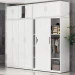 "Minimalist White Alloy Wardrobe Closet with Soft Close Door, Interior Shelves, and Clothing Rod, Double Sided Doors, Armoire, 87"L x 23"W x 78"H"