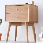 "Scandinavian Style Wood Nightstand with 2 Drawers in Oak Finish - 2 Piece Set Nut-Brown"
