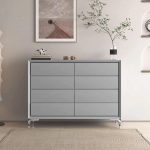 "Modern Grey Wood Dresser with Spacious Drawers - Stylish and Functional Storage - 47"L x 16"W x 37"H"