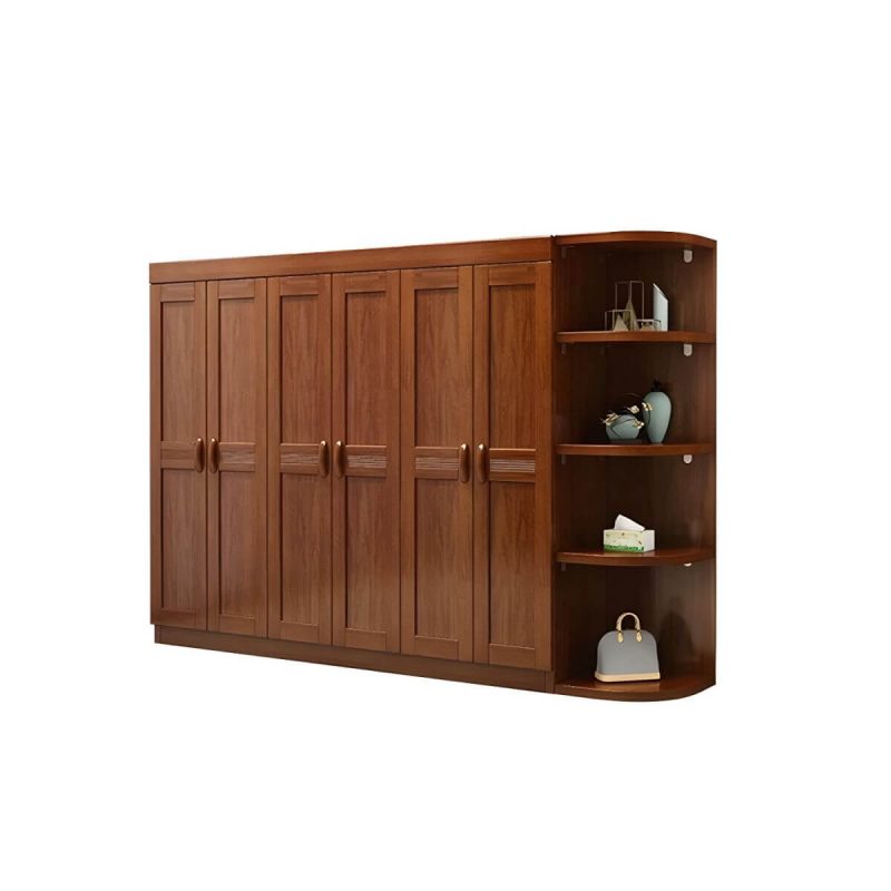 "Wood Brown Rustic Wardrobe Armoire with Drawers & Shelves, Walnut Finish - 93"L x 23"W x 81"H"